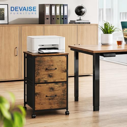 DEVAISE 2 Drawer Mobile File Cabinet, Rolling Printer Stand - Image 2