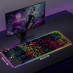 Wireless Charging RGB Gaming Mouse Pad, 31.5 x 11.8 Inch Extended Mouse Mat with Neon Geometric Line Design, LED Desk Pad with 7 Lighting Modes, Non-Slip Base for Gaming & Office - Image 2