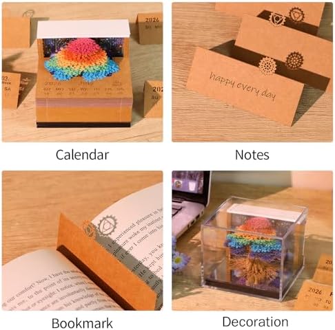 3d Calendar 2027,Hand Tear DIY Art 3d Calendar,Perfect Combination Of Artistic And Practical Design With Lights,Suitable For Note Taking,Decorative Ornaments,Holiday Gifts (colorful) - Image 5