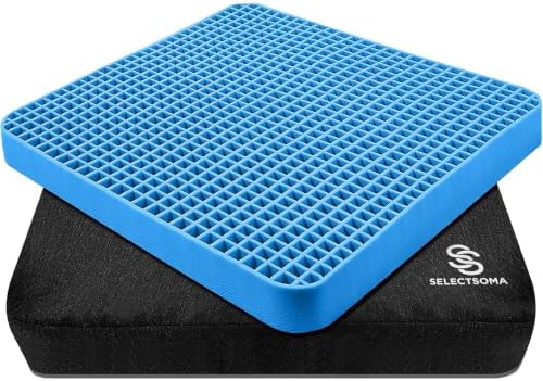 Travel Gel Seat Cushion for Long Sitting, Pressure Relief with Carry Handle by SelectSoma