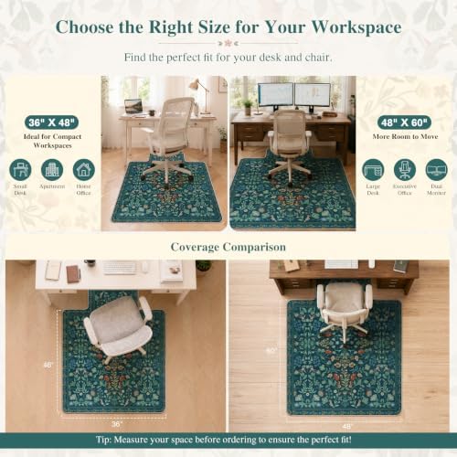 iCasso Office Chair Mat for Hardwood Floor, 36"X 48" Convex Green - Image 2