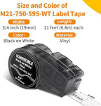 5-Pack Replacement for M21-750-499 Black on White Nylon Cloth 3/4 Inch Tape - Image 3