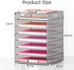 Lavatino 2 Pack 8-Tier Office Desk File Organizer, Letter Tray Paper Organizer with Handle, Including 5 Adjustable Slide Trays for Organizing Desk Workspace Accessories and Supplies (Silver Mesh) - Image 3