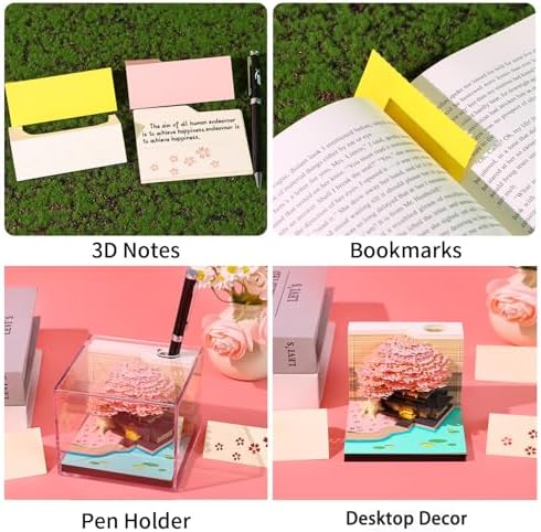 3D Memo Pad 260 Sheets Paper Carving Art 3D Sticky Notes Convenience Post Notes Marriage Tree Kawaii Notepad with Light Pen Holder&Bookmark DIY Creative Gifts - Image 4
