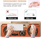 Ergonomic Keyboard Wrist Rest & Mouse Pad Wrist Rest Set, Large XXL Gaming Desk Mat 31.5"x 11.8" with Non-Slip Base, Memory Foam, Easy Typing Pain Relief for Home & Office, Retro Tape Recorder - Image 5
