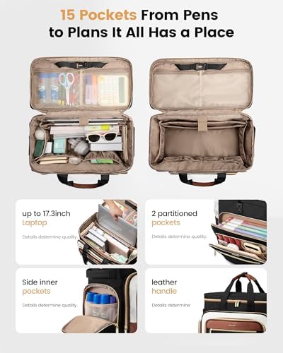 LOVEVOOK Rolling Teacher Bag, Laptop Tote with Detachable Dolly - Image 4