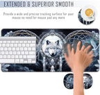 TGFEWYTJYJ Extended Gaming Mouse Pad,Memory Foam Ergonomic Keyboard Mouse Wrist Rest Support Set,Large Desk Mat with Stitched Edges,Non-Slip Base Mousepad Home Office,Dreamcatcher Wolf - Image 4