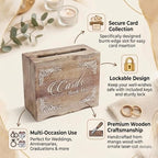 Wooden wedding Card Box with Lock - Elegant Graduation Decorations & Greeting Card Organizer, Secure Keepsake Storage for Cards, Invitations & More, Stylish & Functional Design - Image 3