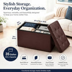 ALASDO 30 Inch Folding Storage Ottoman Bench with Hidden Storage, PU Leather Ottoman Foot Rest Stool, End of Bed Bench for Bedroom, Living Room, Entryway and Closet, Brown - Image 5