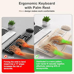 Wireless Keyboard and Mouse Combo, 2.4G Ergonomic Wave Keys(Milk Tea-A) - Image 2