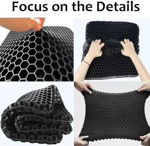 Gel Seat Cushion for Long Sitting, Super Large Gel Cushion Chair Pads for Home Office Car Seat Wheelchair, Breathable Honeycomb Pressure Relief Cushion for Sciatica, Tailbone, Coccyx & Back Hip Pain - Image 5