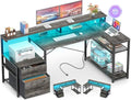 Aheaplus L Shaped Desk with File Drawer, Reversible L Shaped Gaming Desk by Aheaplus