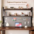 Lefedrasticity 3 Tier Desktop Bookshelf with Pegboard Desktop Organizer Shelf for Dorm Heavy-Duty Desk Shelf Organizer Desk Bookshelf for Office Dorm Room Gaming Desks (Black, 45.3" L) - Image 4