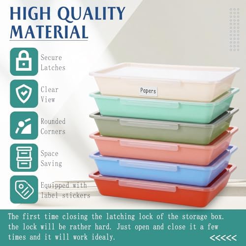Tinlade 24 Pcs Classroom Paper Storage Bins with Lids, Boho, 13x10in - Image 2