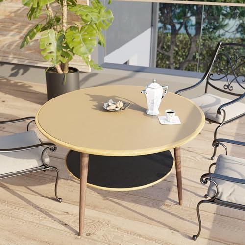 MAIDERN 42 Inch Round Cork & Leather Table Pad Protector, Cuttable Size (36-42 Inch), Trimmable Dining Table Mat, Heat Resistant/Non-Slip Table Cover for Kitchen, Office, or Restauran (Golden) - Image 4