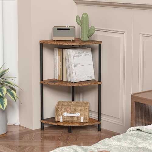 3 Tier Corner Plant Shelf Stand for Bathroom, 23.2", Rustic Brown by Greatseas