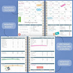 GoGirl Budget Planner & Monthly Bill Organizer with Pockets, Blue - Image 3