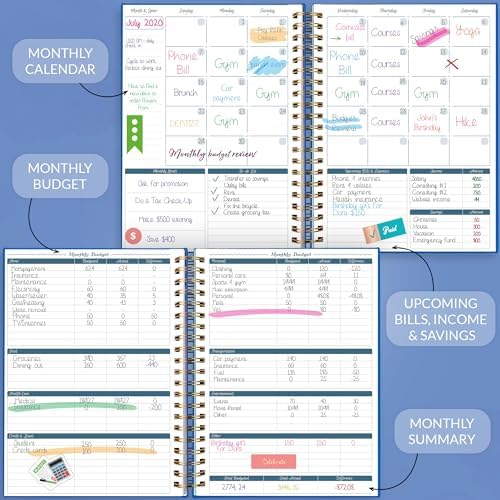 GoGirl Budget Planner & Monthly Bill Organizer with Pockets, Blue - Image 3