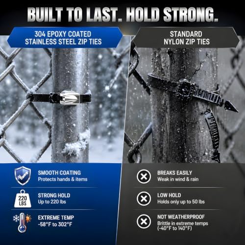 Stainless Steel Zip Ties Gun Kit,304 Metal Zip Ties Heavy Duty-EPX - Image 7