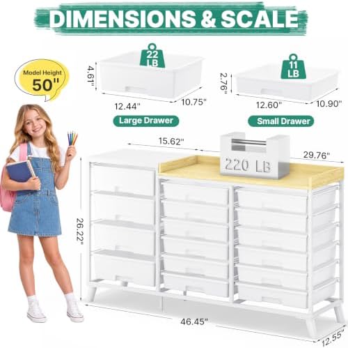 SYKIARIOL 16-Drawer Craft Storage Cabinet with Open Shelves - Image 3