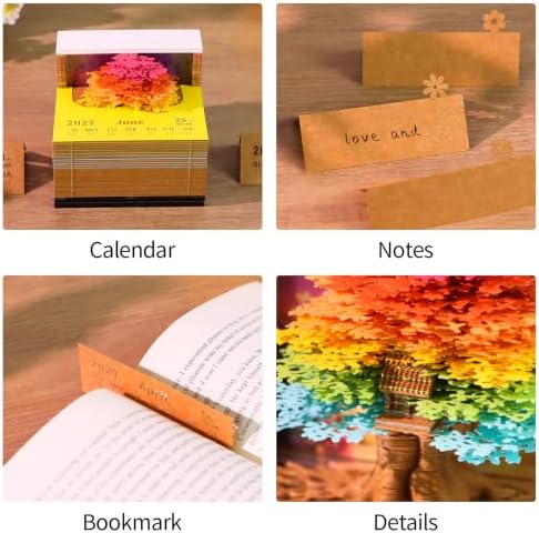 3D Calendar 2027, Desk Time Piece Calendar 2027,Tear-Away 3D Paper Art Notepad w LED Lights,Creative 3D Memo Artsy Pad Calendars, DIY Paper Carving Gift (The Tree of Dreams) - Image 5