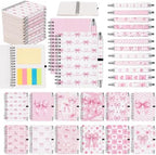 Sprial Notebooks with Pens Bulk, 48 Pack, 5.5 x 4.7 Inch, Pink Bow by Culudea