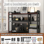 Desktop Bookshelf, pegboard Storage and Organization Rack, Dorm Desk Shelf, Desk Hutch, Desktop Storage for Office, Study, Student Display Rack,Desktop Shelves (Black 45.3" Lx9.9 Wx37 H) - Image 2