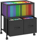 Sbanmao Rolling File Cart, File Cabinet with 2 Fabric Drawers, Black by shengbaomaoyi