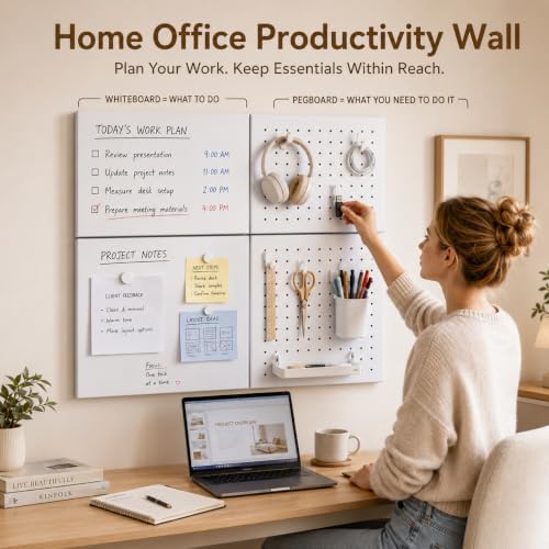 Maxtek Pegboard and Whiteboard Wall Organizer 24 x 24in Panels - Image 2