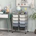 Giantex 10 Drawers Rolling Cart, Classroom Organizers, Storage Cart with Wheels, for Teacher Office Home School Supplies Tool Craft Art Paper, Gray Gradient - Image 2