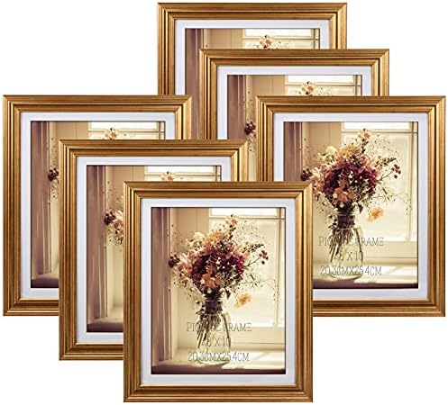 MEBRUDY 8x10 Picture Frames with Mat, Gold Photo Frames Set for Wall or Tabletop Display, 6 Pack by MEBRUDY