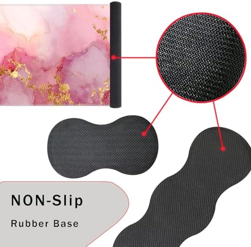 Keyboard Wrist Rest and Mouse Pad with Wrist Support Set Ergonomic Coaster,Memory Foam,Easy Typing Pain Relief,Large XL Desk Mat 31.5"x 11.8",Pink Gold Marble - Image 3
