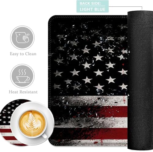 Keyboard Mouse Pad Set, Extended Gaming Mouse Pad+Ergonomics Keyboard Wrist Rest Support, Memory Foam, Easy Typing Pain Relief, 4Pcs XL Ultra Thick Desk Mat,Old American Flag - Image 2