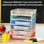 gisgfim 12 Pcs Turn in Trays Classroom Boho Paper Tray for Classroom Organization and Storage Stackable Plastic Book Baskets Turn in Bins Teacher Organizers for Library Drawers School Office Desk - Image 6