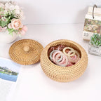 Hipiwe Handwoven Rattan Basket Round Round Wicker Storage Box - Image 7