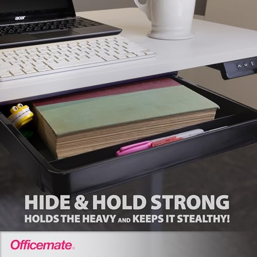 Officemate Large Self-Adhesive Under Desk Drawer, Black, 12.5" x 10.75" x 1.875" (22552) - Image 5
