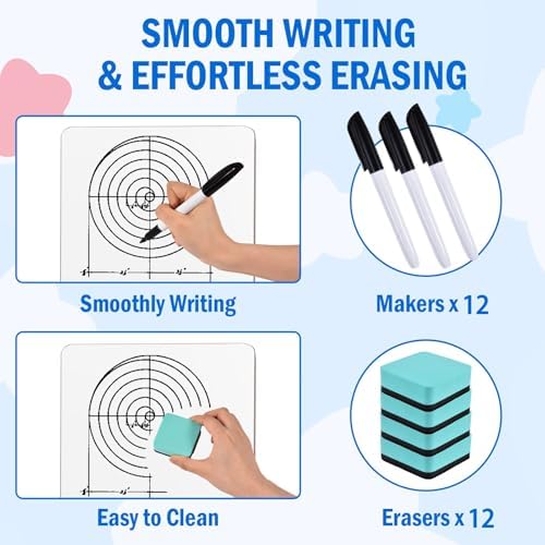 Small Dry Erase Boards Classroom Pack 12 x 9 Inch 12 Pack Whiteboard - Image 4