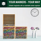 MinBoo Marker Organizer for 144 Markers, Bamboo Art Supply Storage Organizer Rack, Art Markers Pens Colored Pencils Paint Brushes Stationary Organizer Holder for Home Classroom Office Desk Decor - Image 6