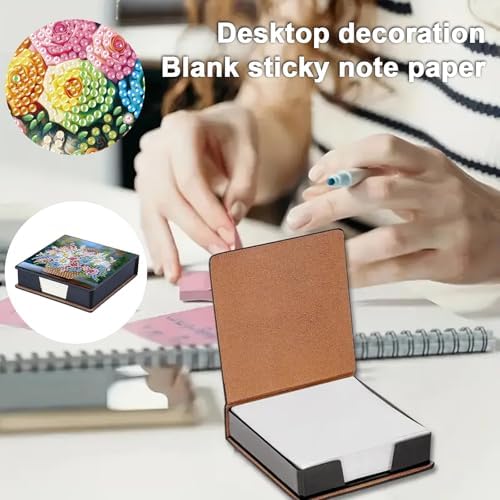 4PCS Diamond Art Painting Notecard Box- Sticky Note Box with Total 640 (160 Pages Each) Sheets of Paper, Gem Art Sticky Note Holder,Memo Pad for Office Desk(Flower Basket) - Image 7