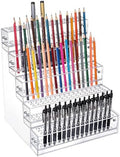 PH PandaHall 240 Holes Acrylic Pen Holder 5 Tier Clear Pen Display Stand Organizer Makeup Paint Brush Organizer Clear Pencil Marker Dispaly Holder Storage for Home Vanity Office Desk Vendor by PHPandaHall