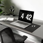 Leather Desk Mat Non Slip Large Mouse Pad Desk Blotter (Deep Black, Medium - 25.6" x 11.8") - Image 6