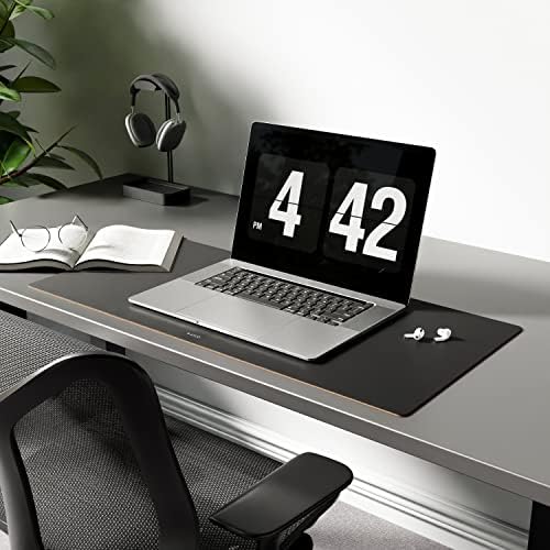 Leather Desk Mat Non Slip Large Mouse Pad Desk Blotter (Deep Black, Medium - 25.6" x 11.8") - Image 6