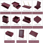 Leather Desk Set,13-Piece Desk Organizer Set, Executive Office Accessories with Desk Pad & Blotter, 2-Tier Tray, Pen Holder & More, Professional Office Desk Decor & Gift Set (Burgundy) - Image 3