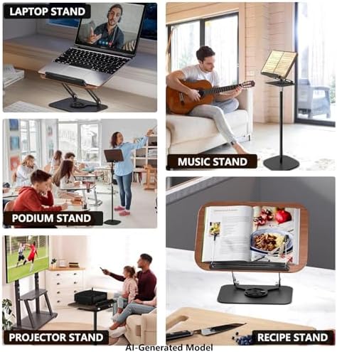 2-in-1 Adjustable Floor & Desktop Music Book Stand, Black - Image 7