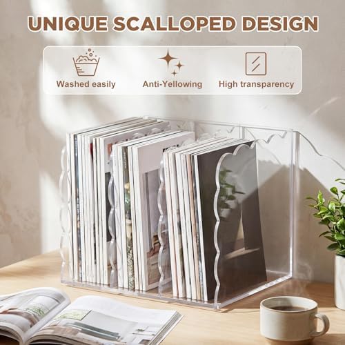 2 Pcs Scalloped Acrylic Magazine Holder, File Organizer, Standard Style - Image 4