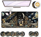 Large Keyboard Mouse Pad Set, Extended Mouse Pad+Keyboard Wrist Rest Support, Memory Foam Ergonomic Easy Typing, 4Pcs (31.5×11.8 in) Desk Pad Set for Office Home,Space Astronaut by Unknown