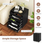 Byroce 5-Drawer Storage Cabinet with Wheels, Mobile Office Cabinet, Black - Image 5