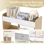 Rolling Craft Cart with 6 Drawers, Pegboard and Locking Wheels Natural - Image 5