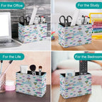 PU Leather Multi-Compartment Pen Holder Desktop Organizer Pencil Cup Storage Caddy for Office Home Supplies Winter Holidays Christmas Ornaments in Warm Colors - Image 4