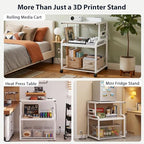 Homieasy 3D Printer Stand with Power Outlet, 23.6" x 23.6", White - Image 7
